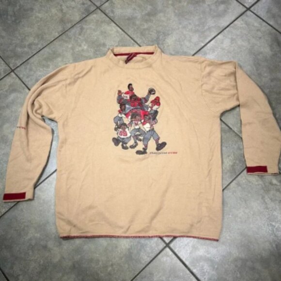 🧥 Platinum FUBU Fat Albert Sweater XL Knit Black Graphic Hip Hop Y2K Streetwear - Picture 1 of 9